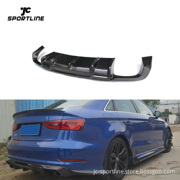 JC Sportline Carbon Fiber Rear Diffuser Lip for Audi A3 S Line 8V 2014-2016